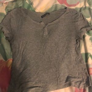 Grey ribbed button up brandy Melville top